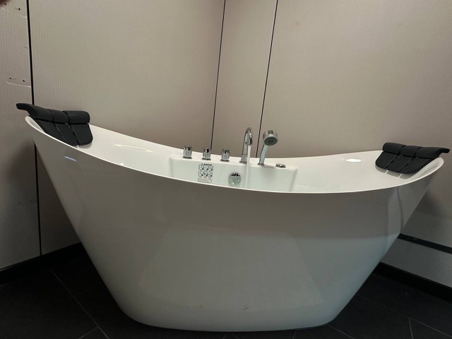 Freestanding tub with twin headrests
