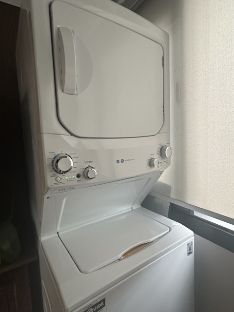 Stacked washer and dryer in the suite